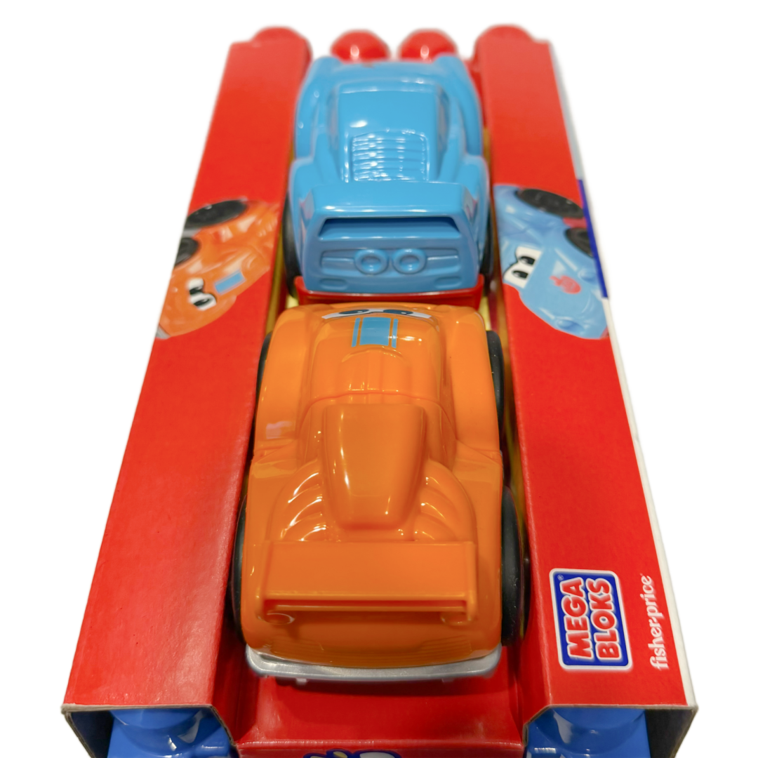 MEGA BLOKS Toddler Building Blocks Toy Set, Build & Race Cars Rig New