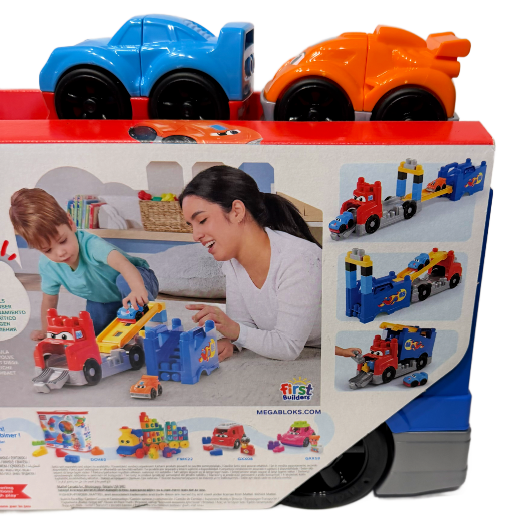 MEGA BLOKS Toddler Building Blocks Toy Set, Build & Race Cars Rig New