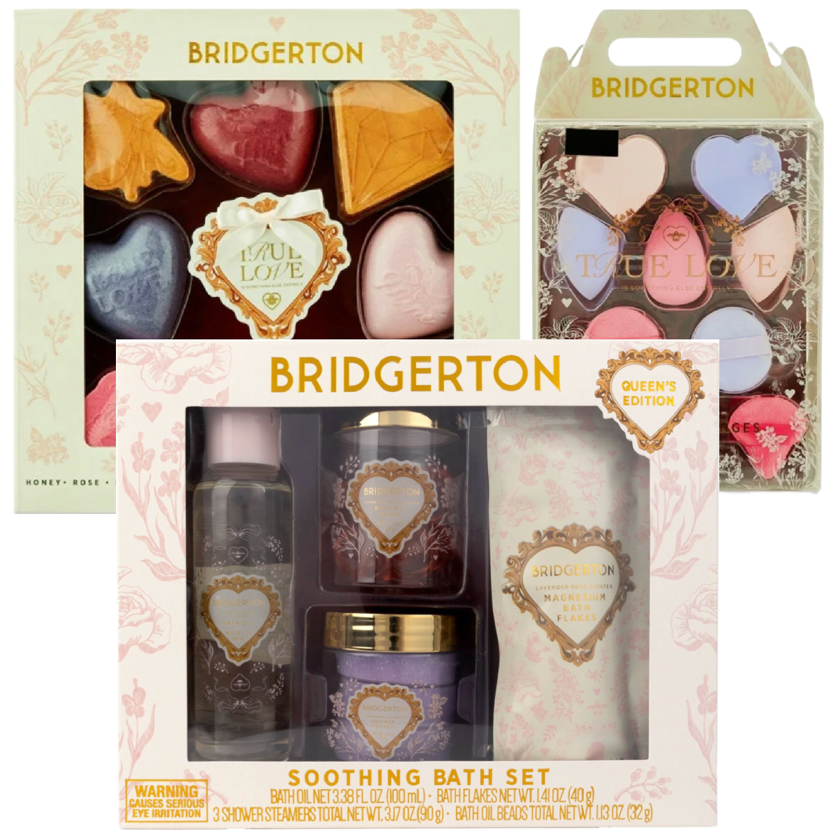 Bridgerton Soothing Queens Bath Set, Bombs & Makeup Sponges New Lot of 3 Sets