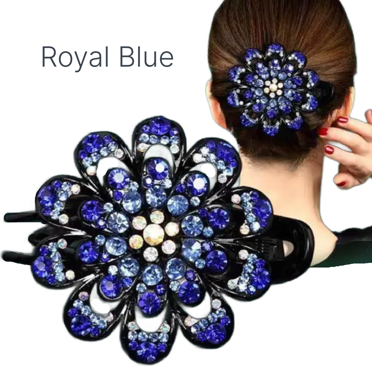 Elegant Boho-Chic Flower Duck Bill Hair Clip with Sparkling Rhinestones New