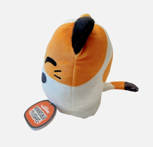 TeeTurtle Reversible Cat Plushie Cute Kawaii Calico Kitty Happy to Angry NWT