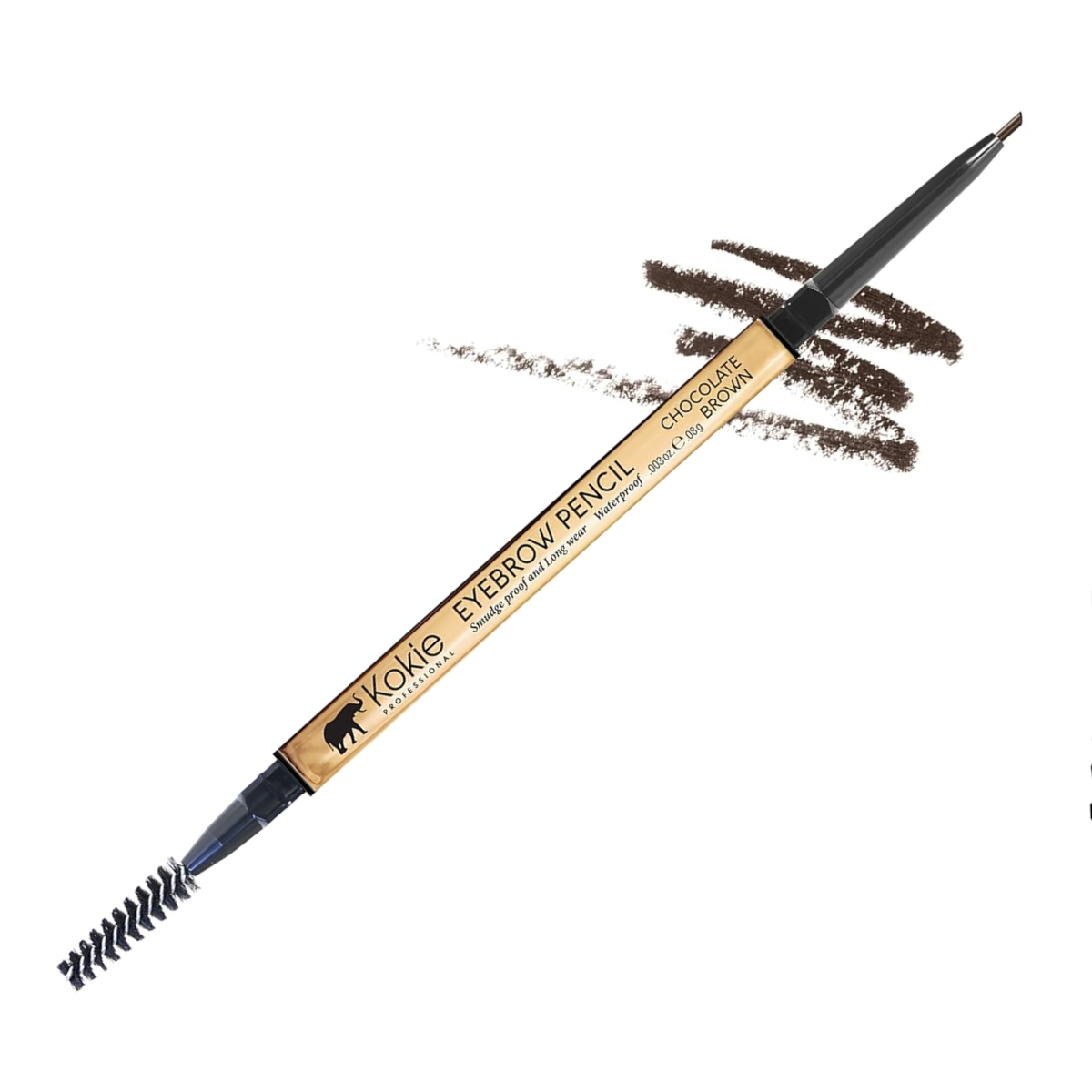 CHOCOLATE BROWN GB265 Kokie Professional Brow Liner Dual-Ended Waterproof Pencil New