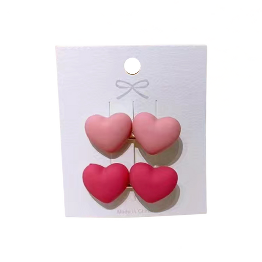 Pink Puffy Hearts Hair Clip Barrettes Fashion Accessories NEW 2 Pcs