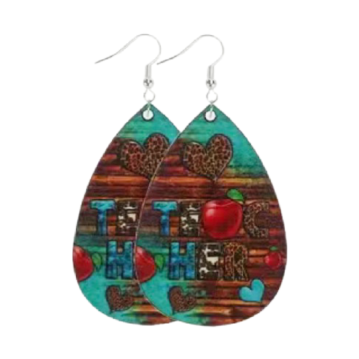 Education Themed Earrings Back To School, Teacher Appreciation Wooden Dangle NEW