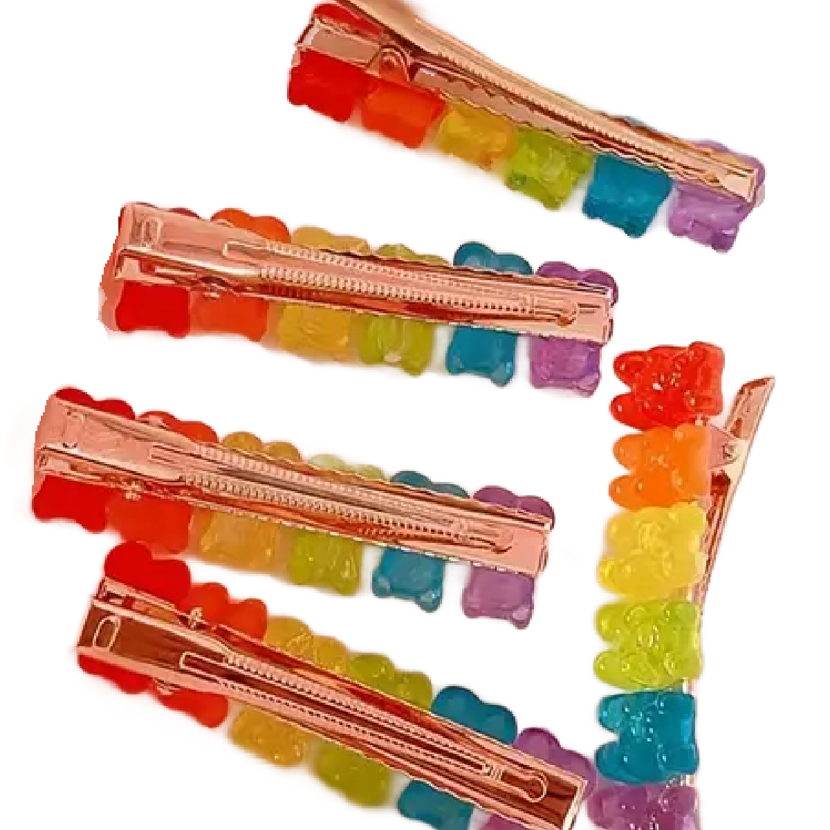 Rainbow Bear Hair Clip Candy Gummy Bears Colorful 2.36" Barrettes New