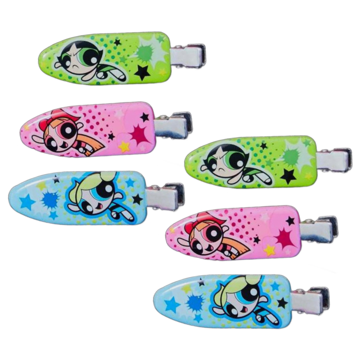 9 pc Powerpuff Girls Satin Scrunchies & Alligator Hair Clips New Lot