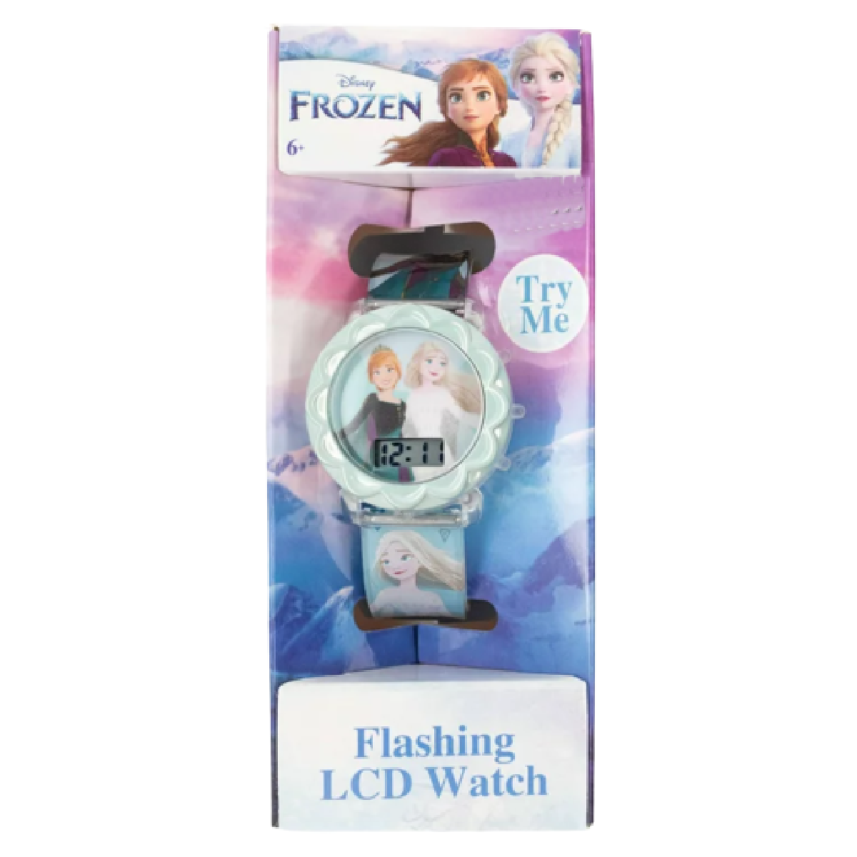 Disney FROZEN Princess Elsa & Anna Flashing LCD Watch Round Face Kids NEW In Box