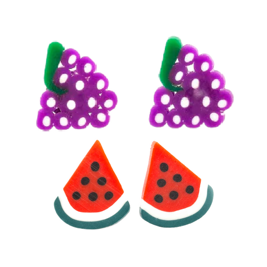 Sweet Fruit Fashion Post Earrings NEW Cluster of Grapes or Watermelon Slices