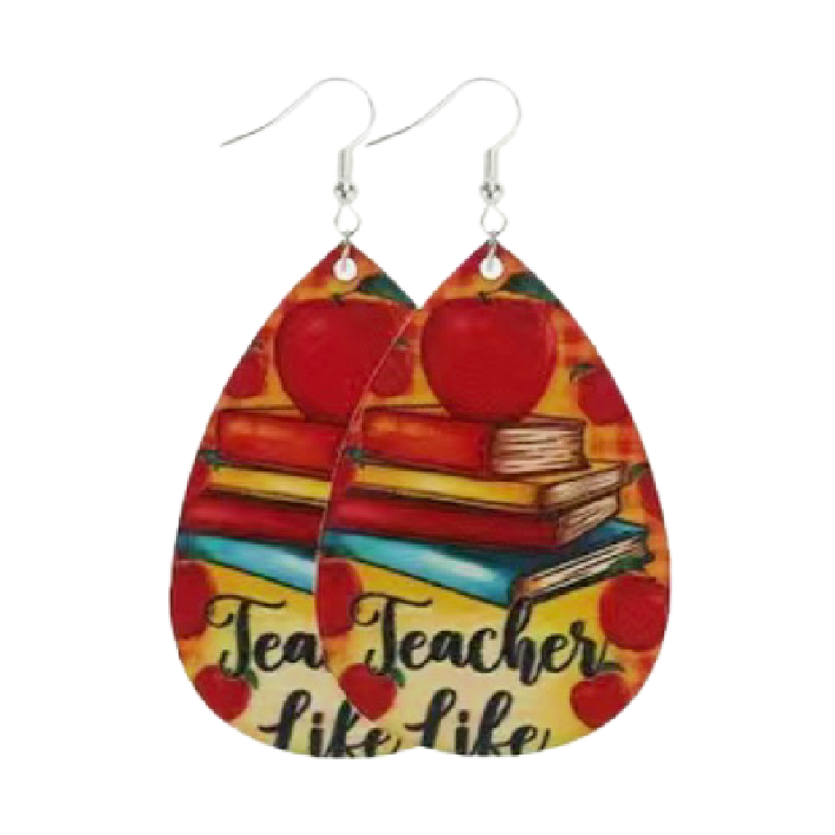 Education Themed Earrings Back To School, Teacher Appreciation Wooden Dangle NEW