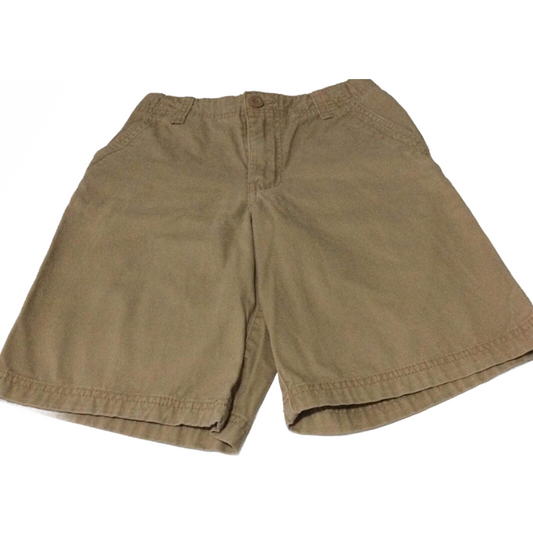 Faded Glory Youth Shorts Size 10 Chino Khaki Adjustable Waist Pockets Belt Loops