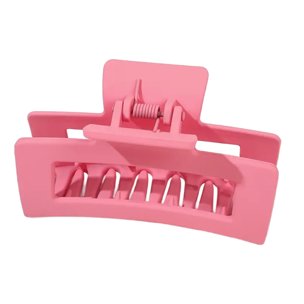 Lot of 4 Hair Claw Shark Clips 3.3" Hollow Rectangle Non Slip Pink Jelly & Solid