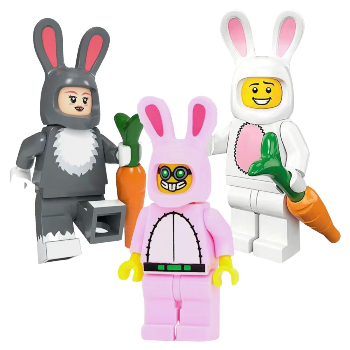 Bunny Rabbit Building Block Lot of 3 Halloween Easter Costume People Figures NEW