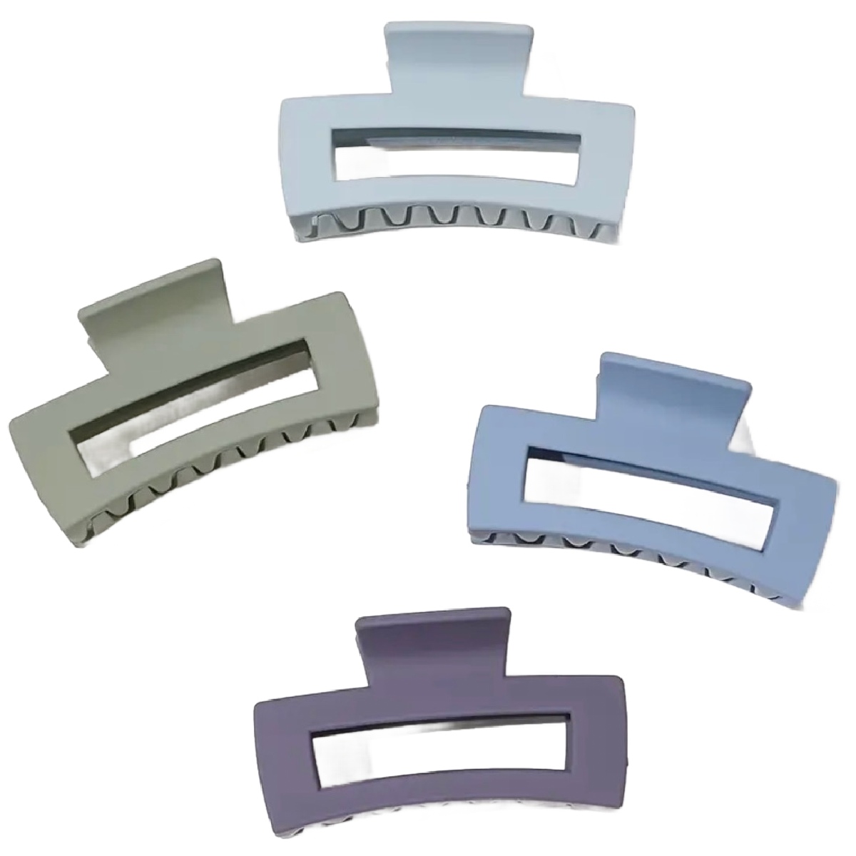 Lot of 4 Hair Claw Shark Clips 2.95" Different Opaque Blue Colors New Accessory