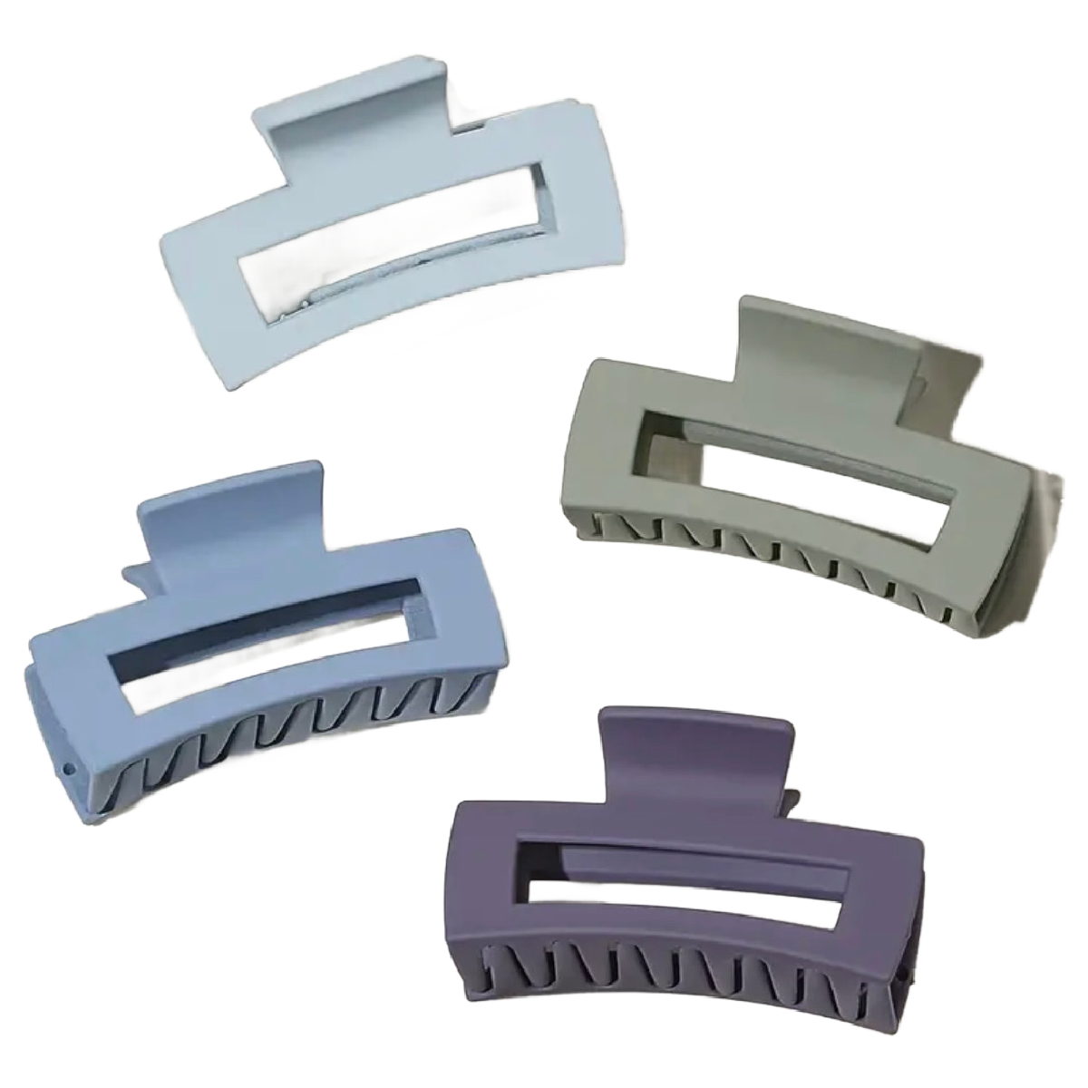 Lot of 4 Hair Claw Shark Clips 2.95" Different Opaque Blue Colors New Accessory