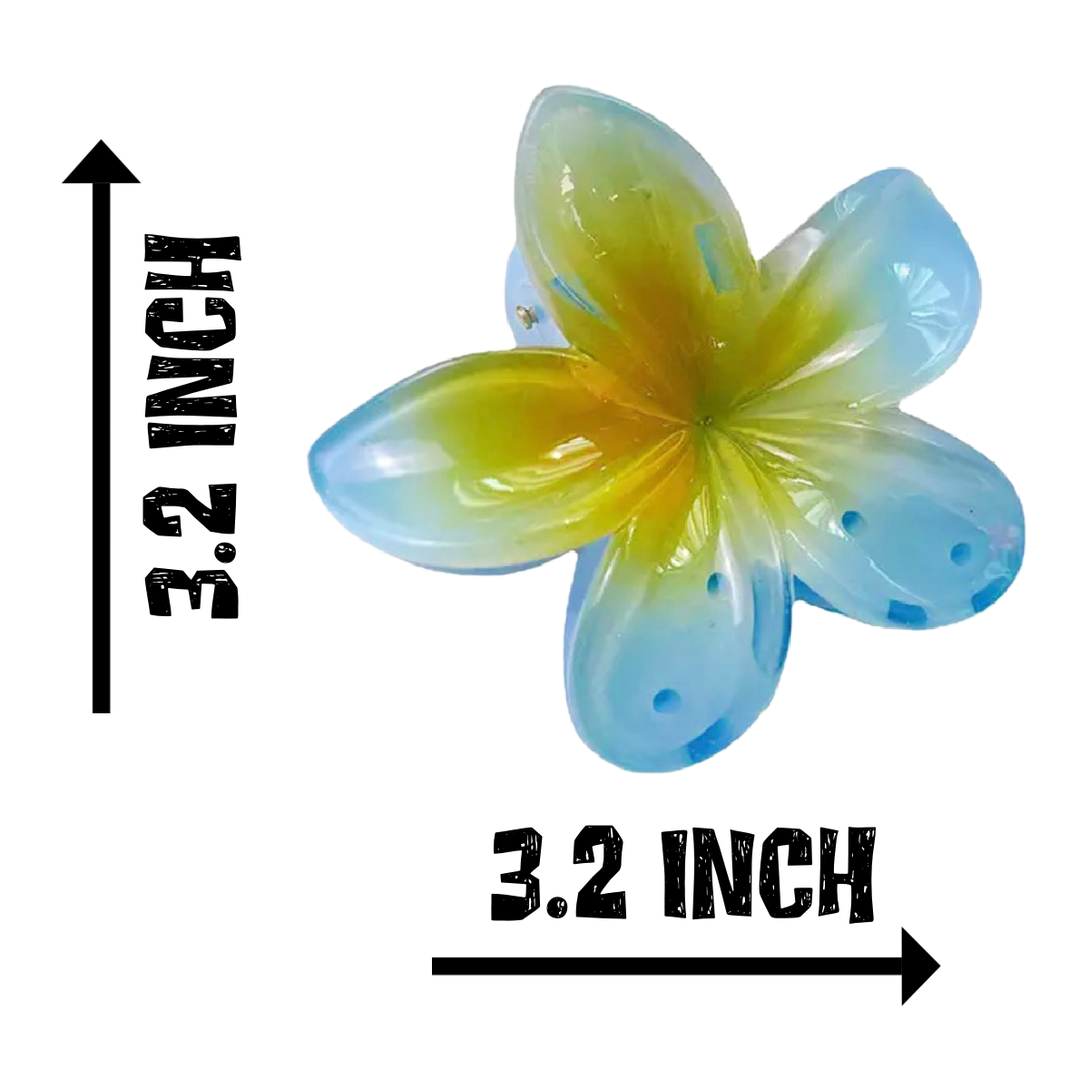Lot of 3 Flower Hair Claw Shark Clips 3.2" Blue Yellow Purple New Boho Accessory