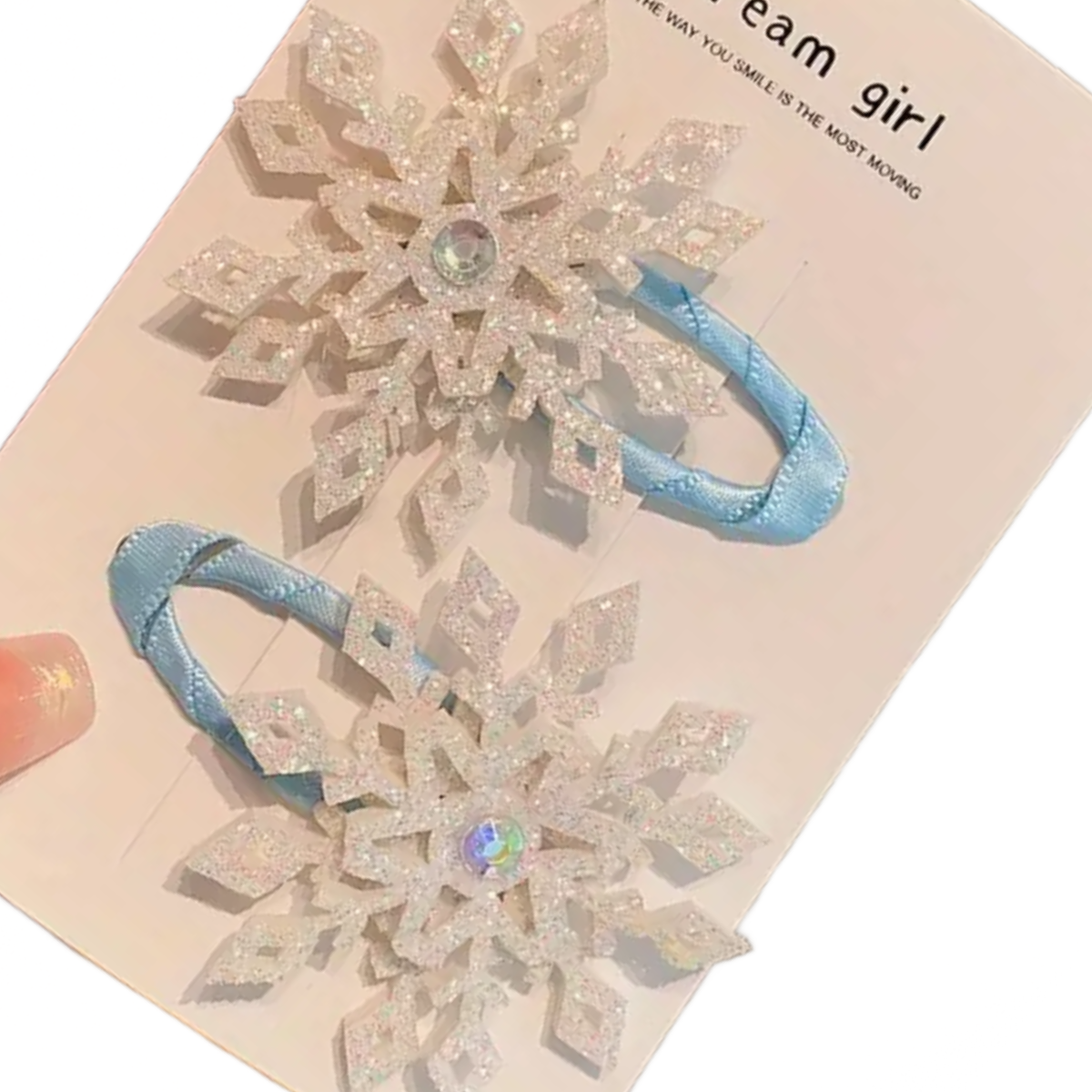 2pc Snowflake Snap Hair Clips 2" Elegant Winter Festival Christmas Barrettes New