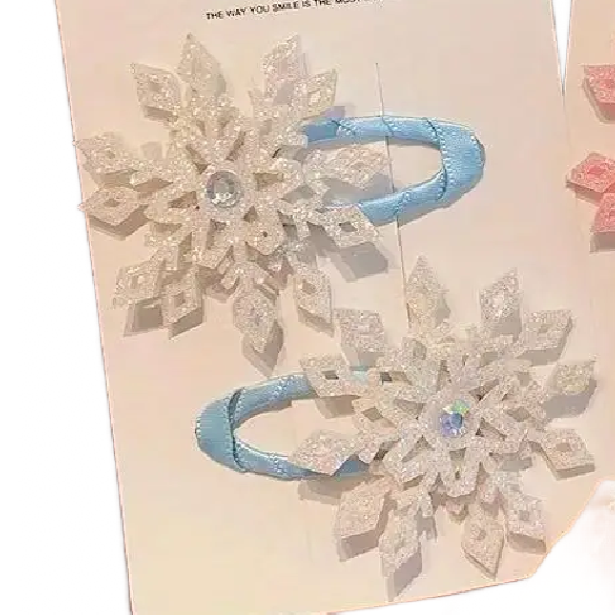 2pc Snowflake Snap Hair Clips 2" Elegant Winter Festival Christmas Barrettes New