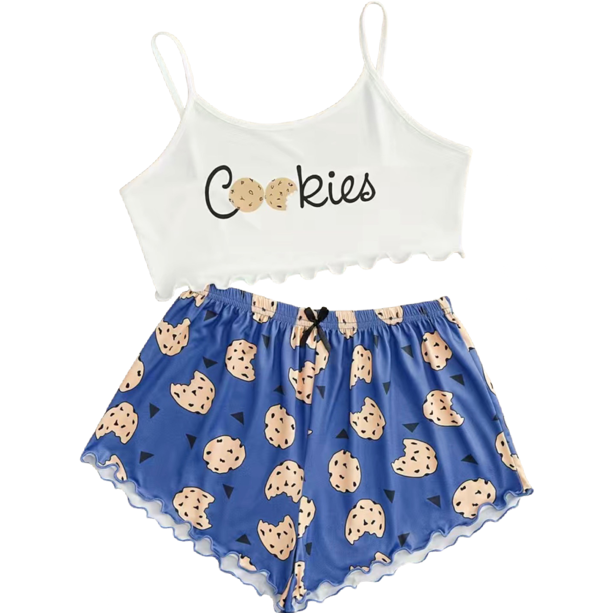 Chocolate Chip Cookies PJ 2 Pc Set Women's Loungewear Pajamas Cami Top & Shorts