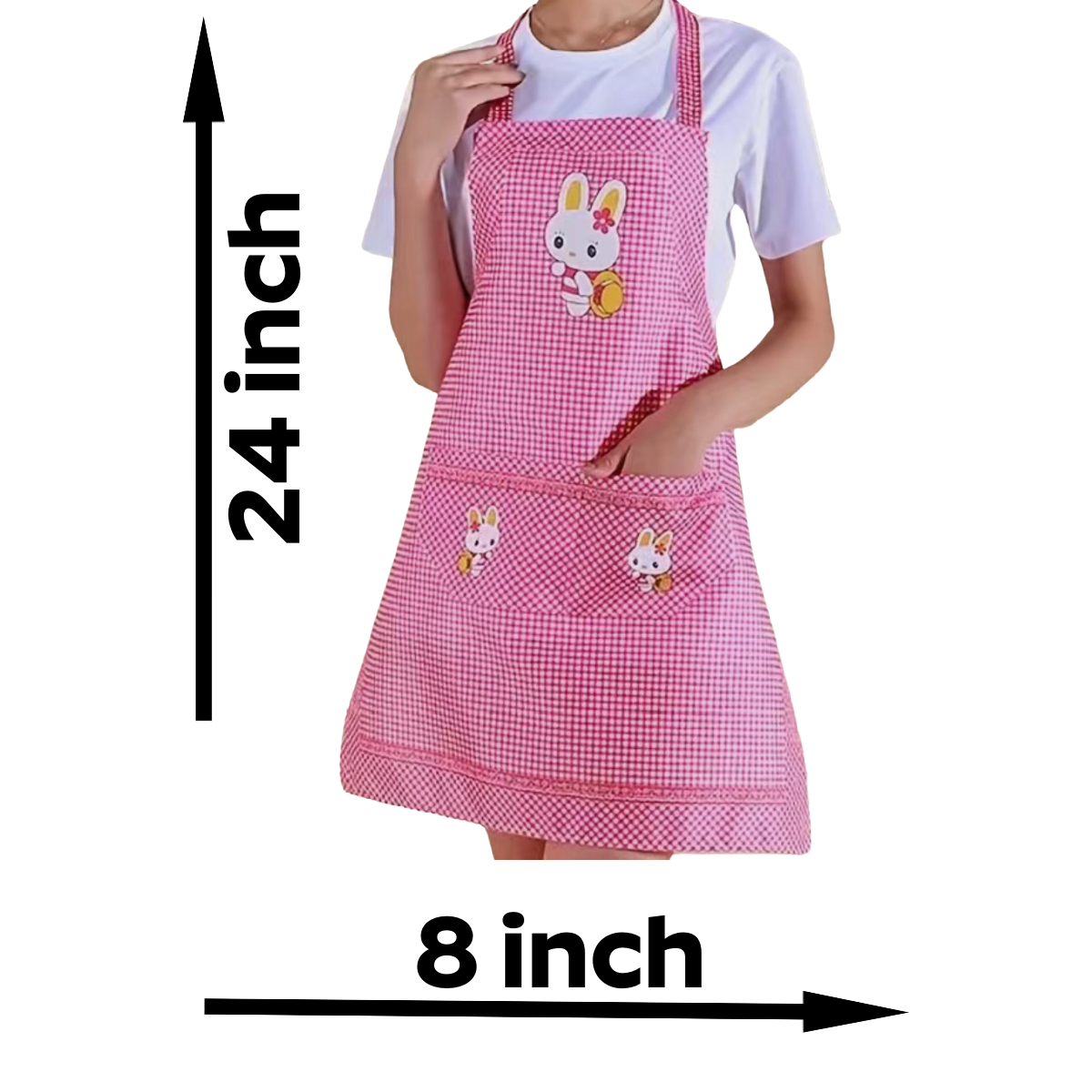 Gingham Bunny Rabbit Bib Apron Cartoon Animal Kitchen BBQ Baking Everyday NEW