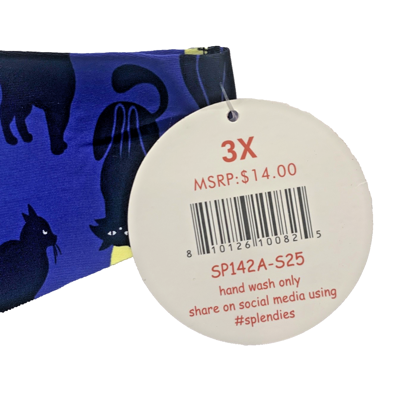 Splendies No-Show Thong Panties Halloween Black Cat Laser Cut Tagless NWT