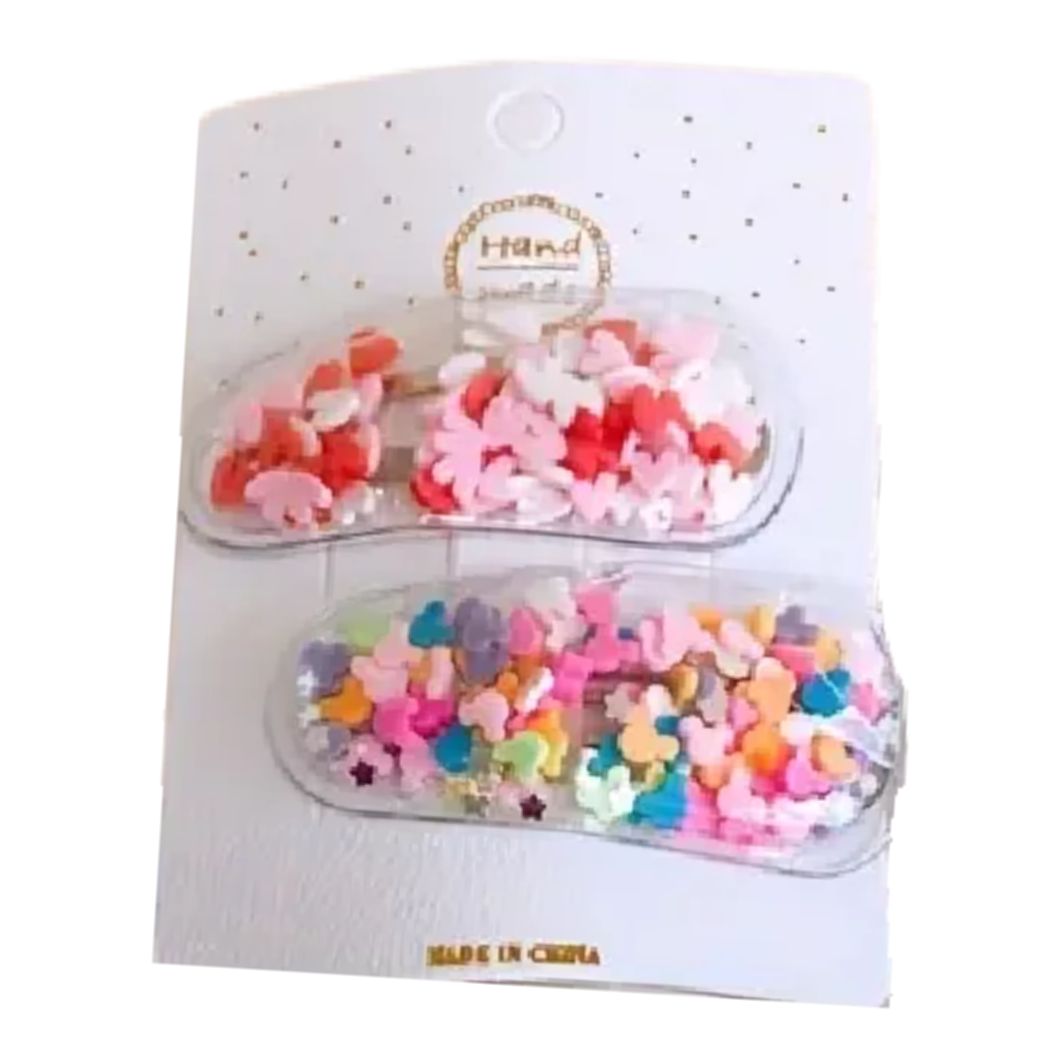 Confetti Hearts & Cartoon Mouse Ears 2pc Snap Hair Barrettes Kid Accessories NEW