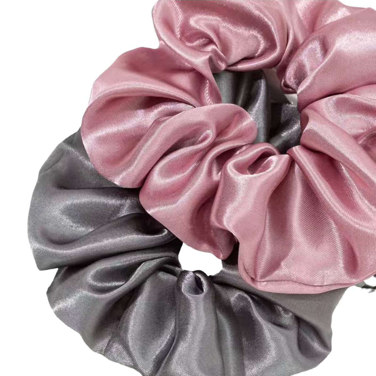 12pc Large Satin Hair Scrunchies Elegant Comfortable Lot Pink Green Tan Ties NEW