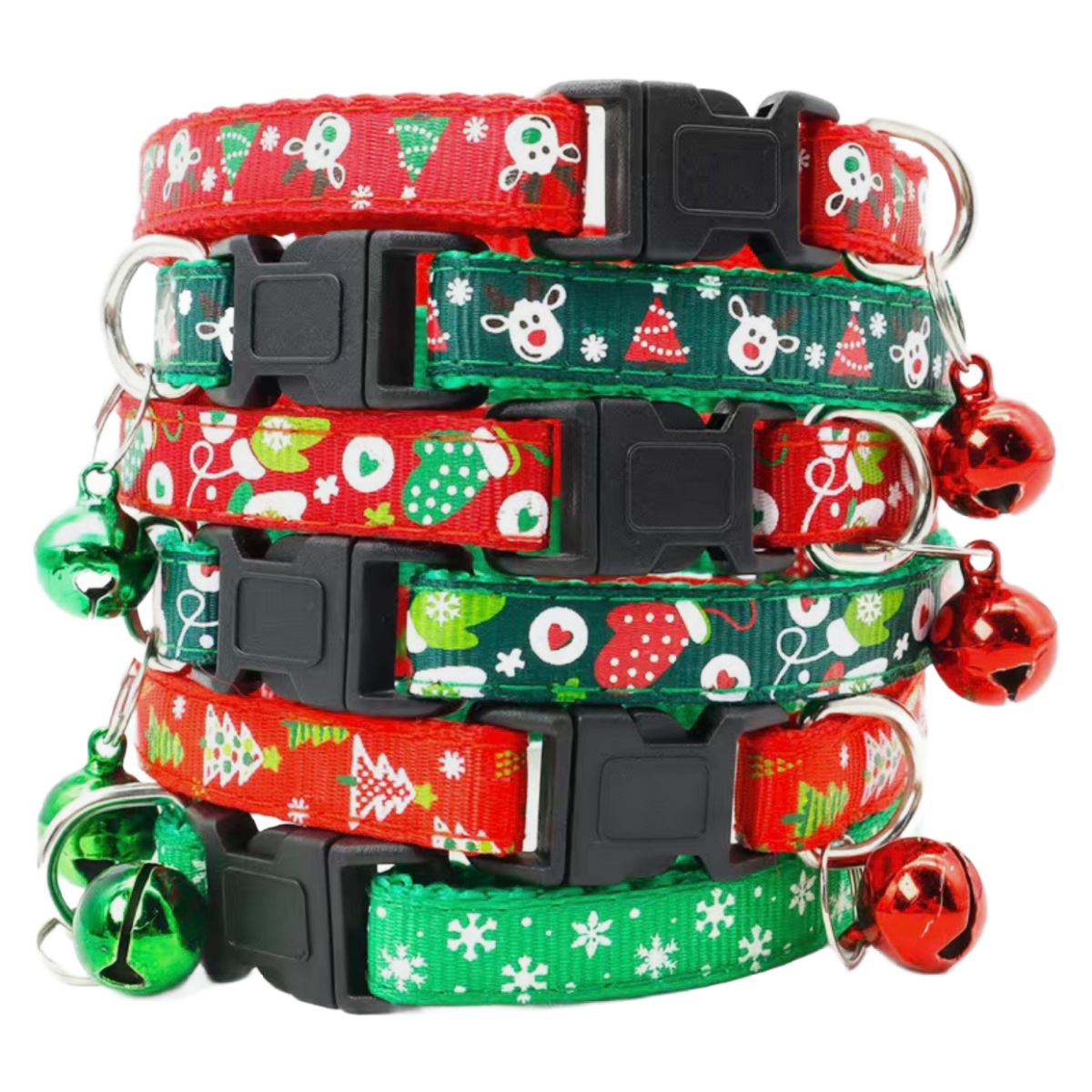 Christmas Winter Cat Dog Breakaway Collar Bell Snowflake Reindeer Adjustable NEW