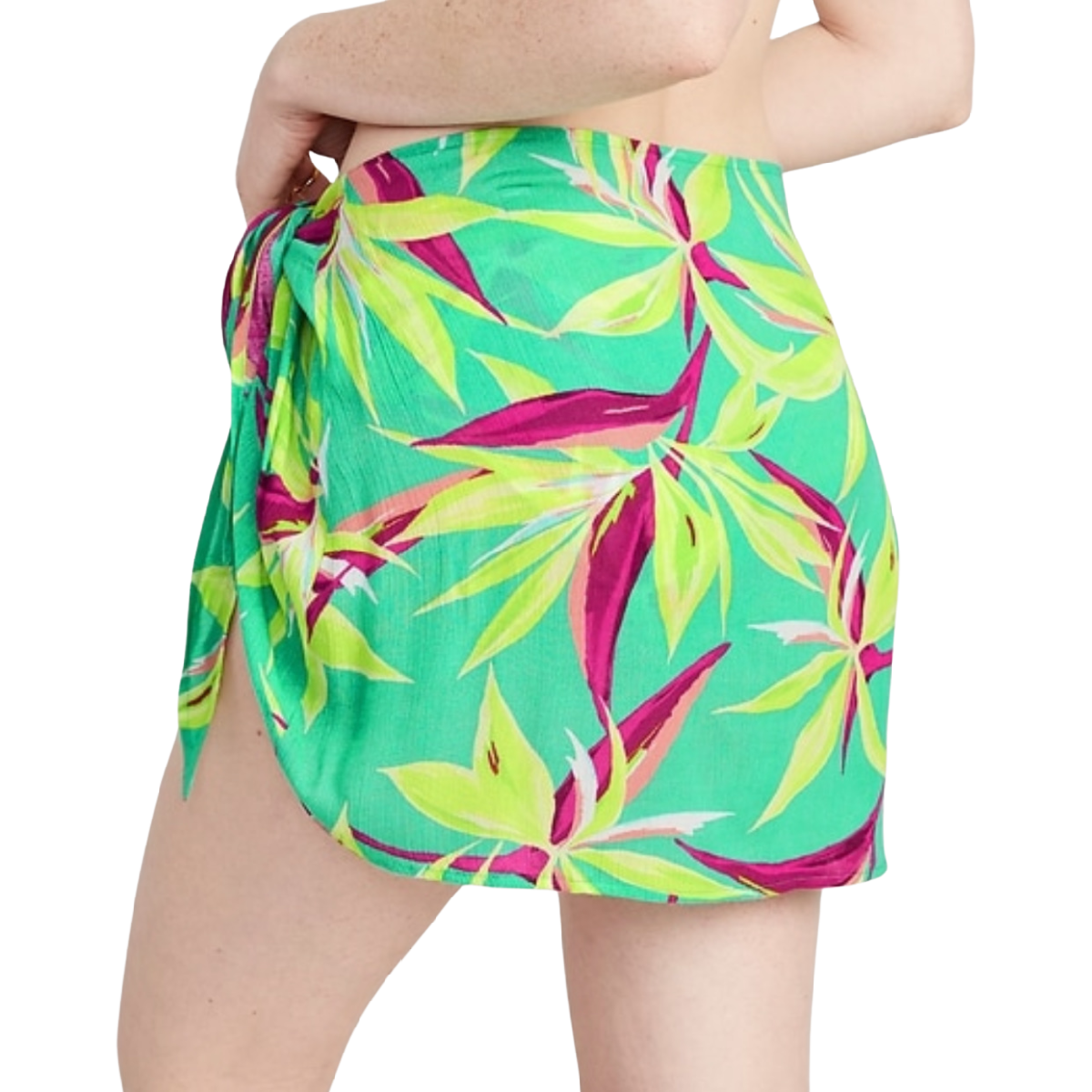 High-Waisted Wrap-Front Gauze Sarong Swim Skirt for Women Pool Beach Summer NWT