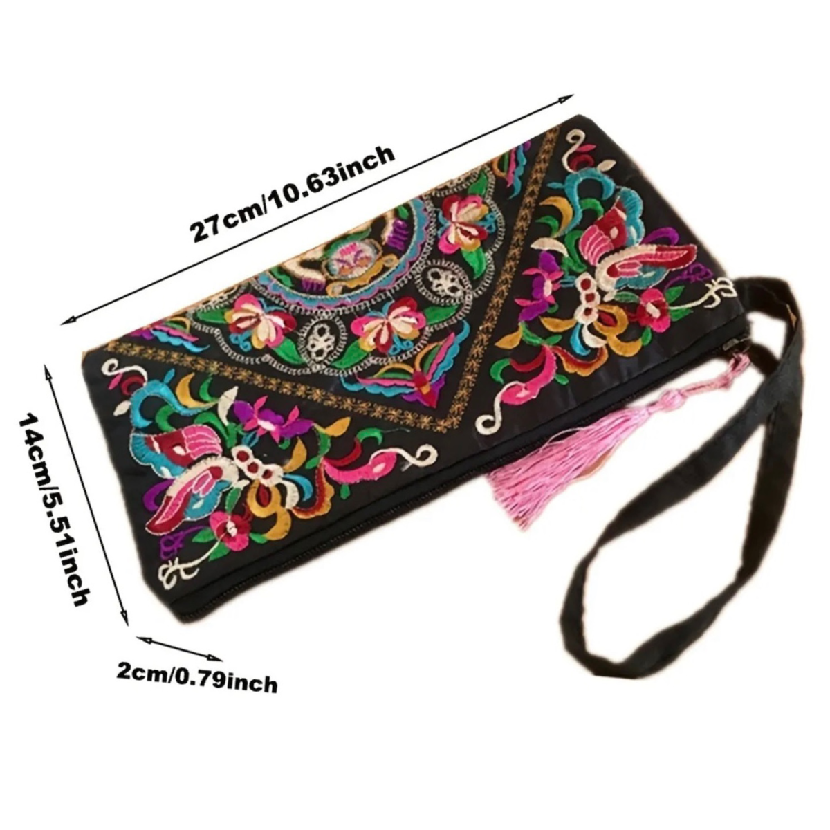 Retro Floral Embroidery Ethnic Style Strap Purse Phone Clutches Handbag NEW