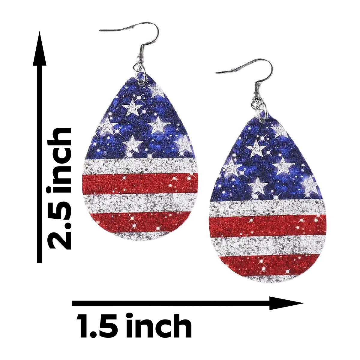 USA Flag Patriotic Earrings Flexible Faux Leather 2.5" Summer 4th of July NEW