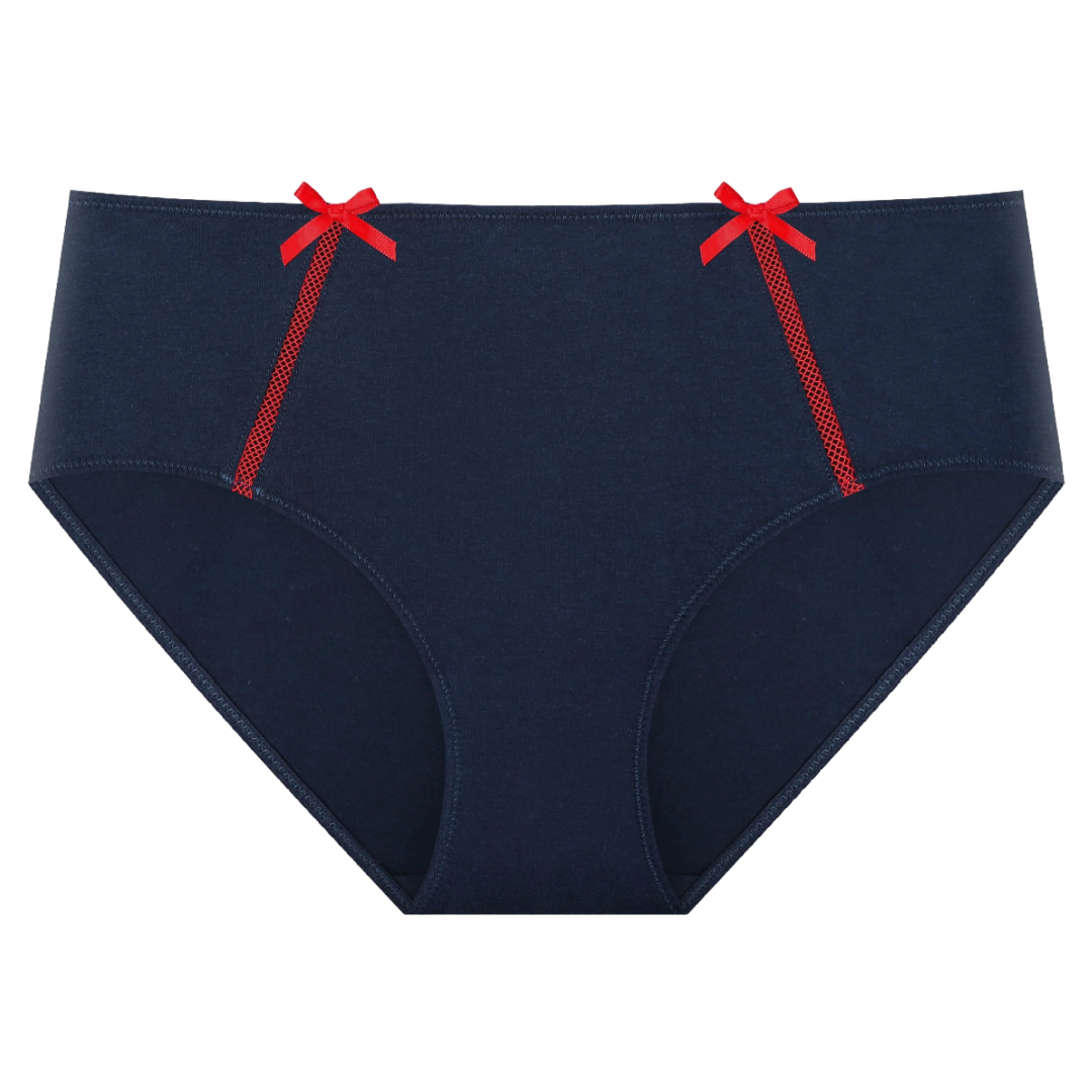 Splendies Size 4X Sailor Chic Bikini Panties Cotton Navy Blue Red Ribbon NWT