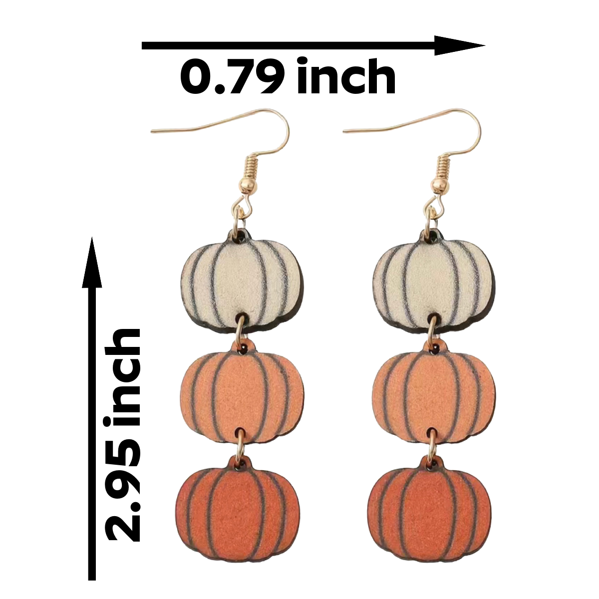 Wooden Dangle Pumpkin Ombre Earrings Autumn Fall Harvest Thanksgiving 3" NEW