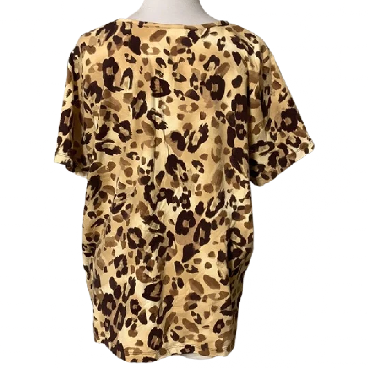 Jones New York Signature Size 3X Shirt Paisley Cheetah Cat Print Cotton/Spandex