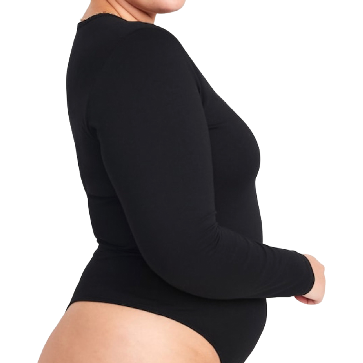 White Stretch Thong Bodysuit Long Sleeve Jersey Rib Knit Fitted Size 4X NEW