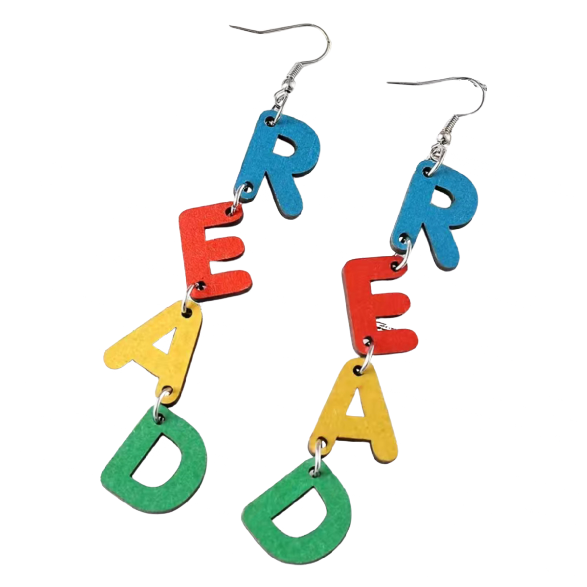 Teachers School Season Colorful Letters Wooden Earrings Elementary Alphabet New