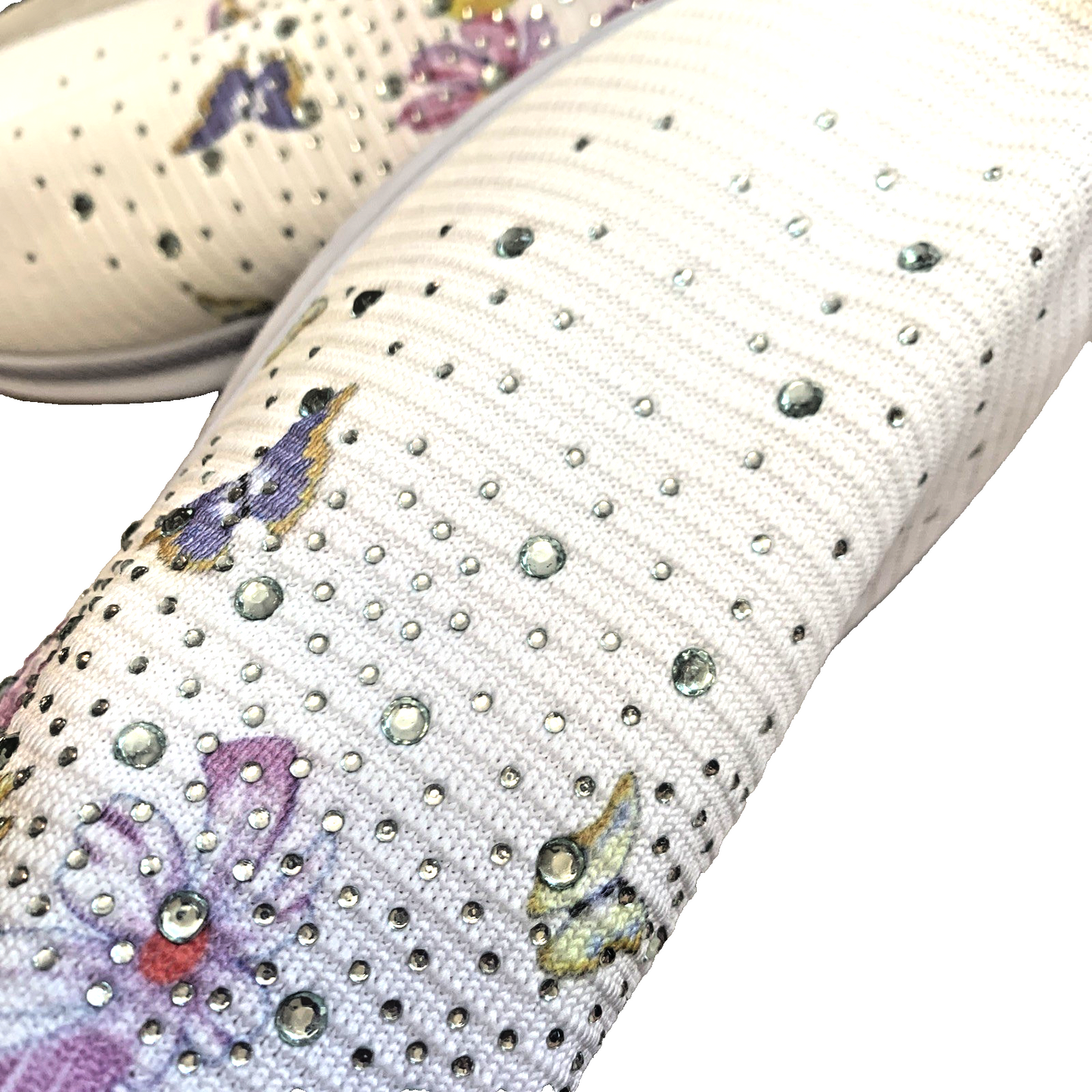 Women's Floral Rhinestone Knit Slip-On Sneakers Size 10.5 Colorful Shoes NWOT