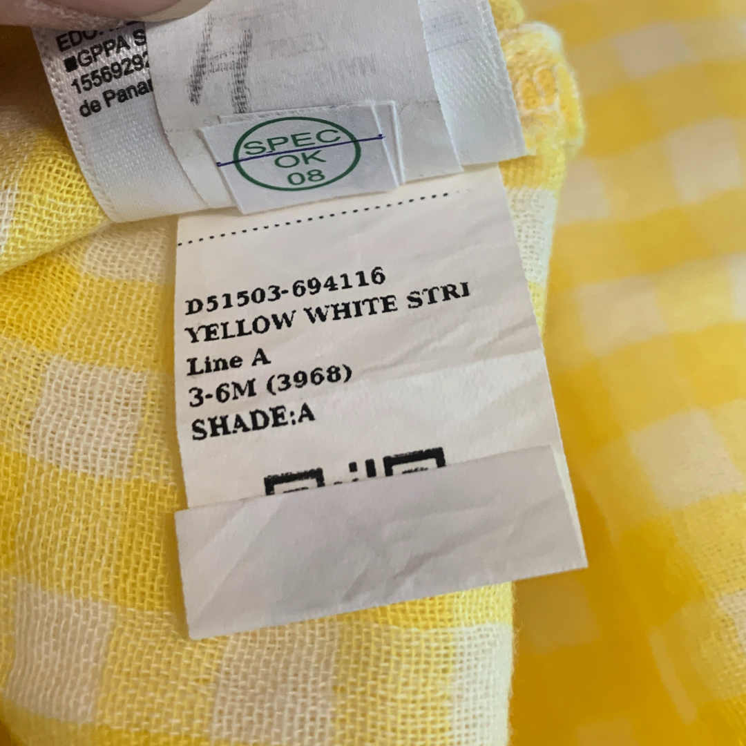 Old Navy Bee Happy Baby Romper Size 3-6 Months Sleeveless Yellow Gingham NWT