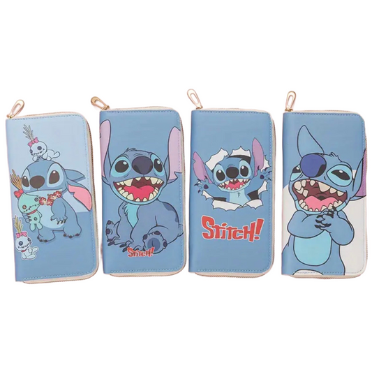 Stitch 7" Faux Leather Wallet Coin Zipper Pocket Bill Credit Card Slot