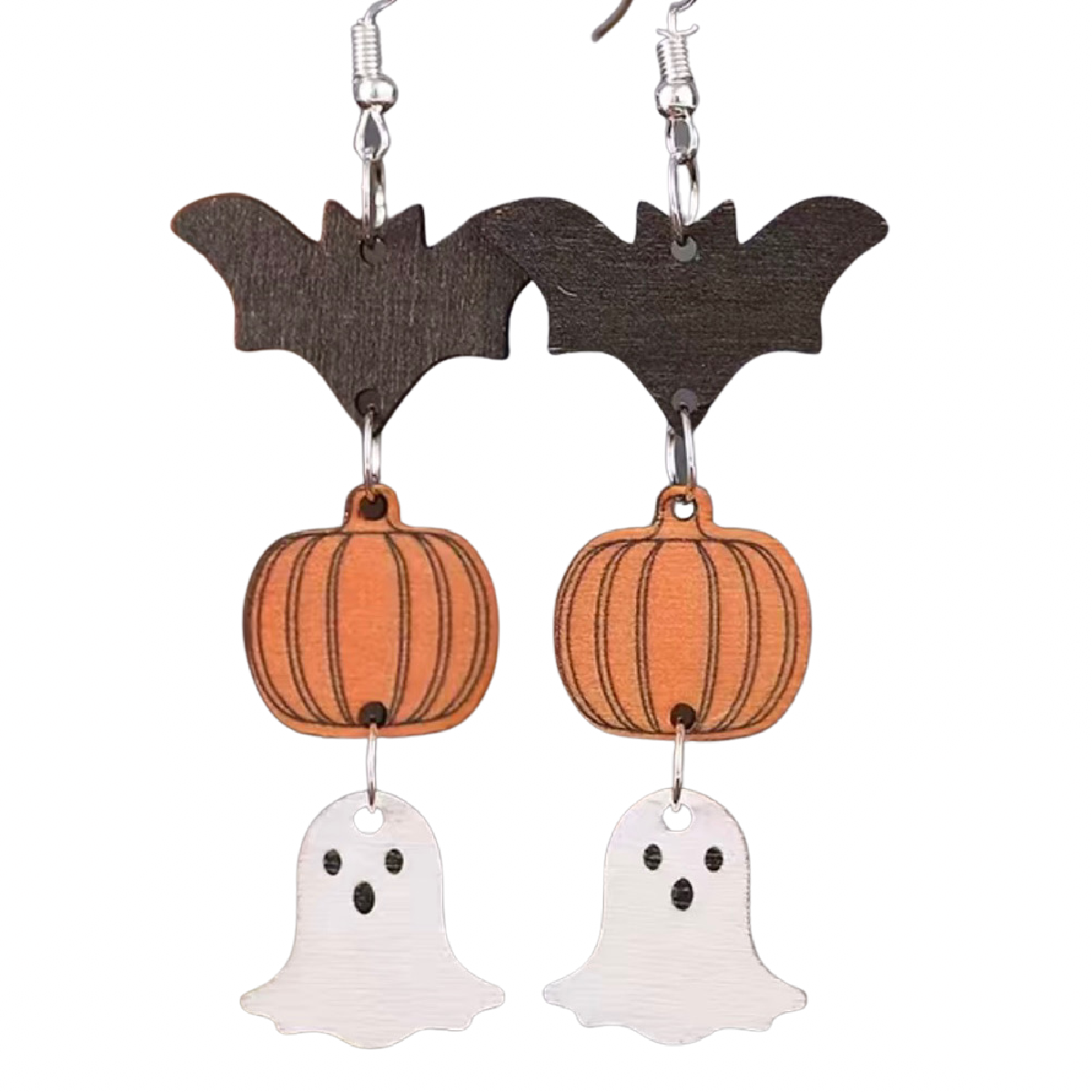 Wooden Dangle Earrings Bat Pumpkin Ghost Halloween Autumn Fall Harvest NEW