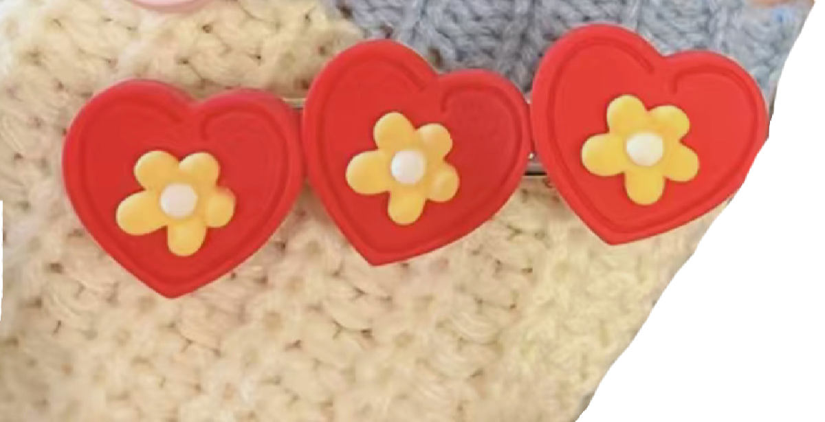 Hair Clip Red Hearts with Yellow Flowers Resin Barrette Fashion Accessory NEW