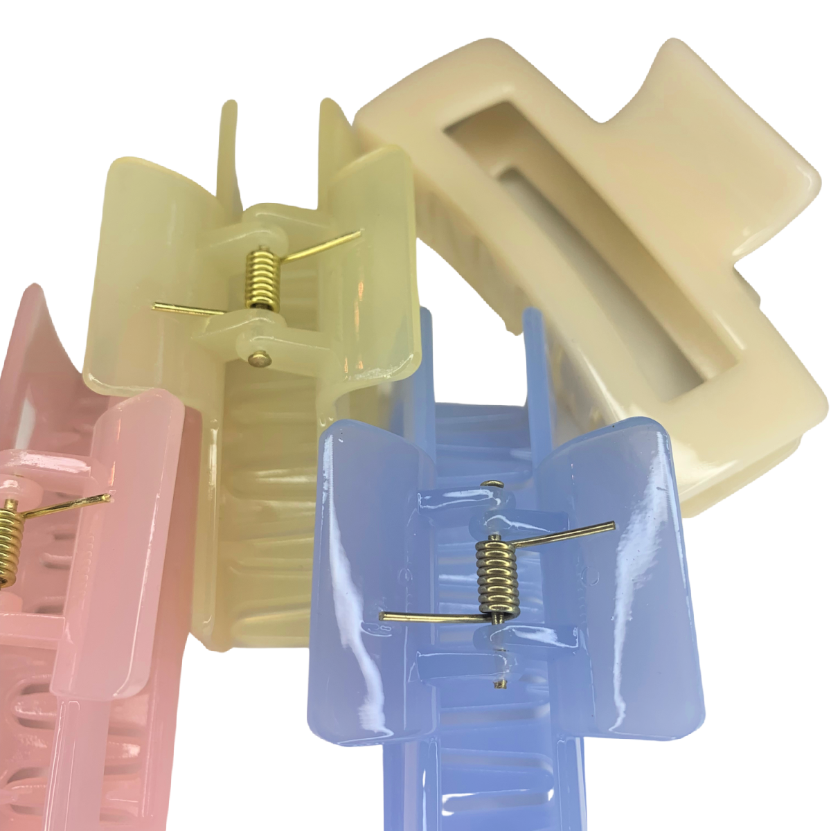 Lot of 4 Hair Claw Shark Clips Pastel Macaron Jelly Translucent Colors NEW