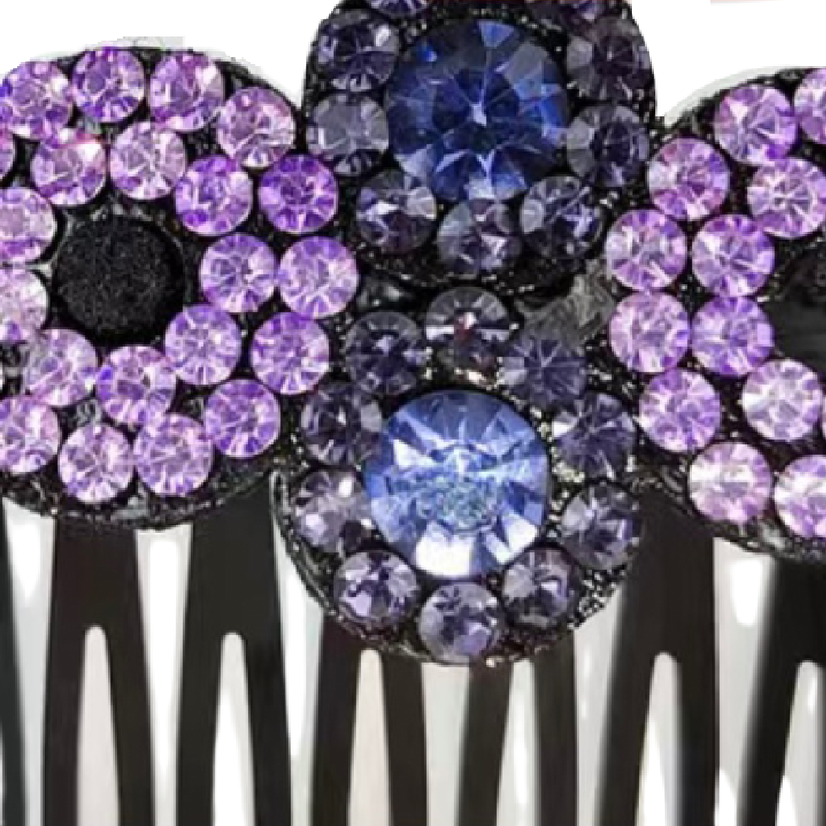 Large 5" Hair Comb Rhinestone Flowers Barrette Elegant Sparkling Accessory NEW