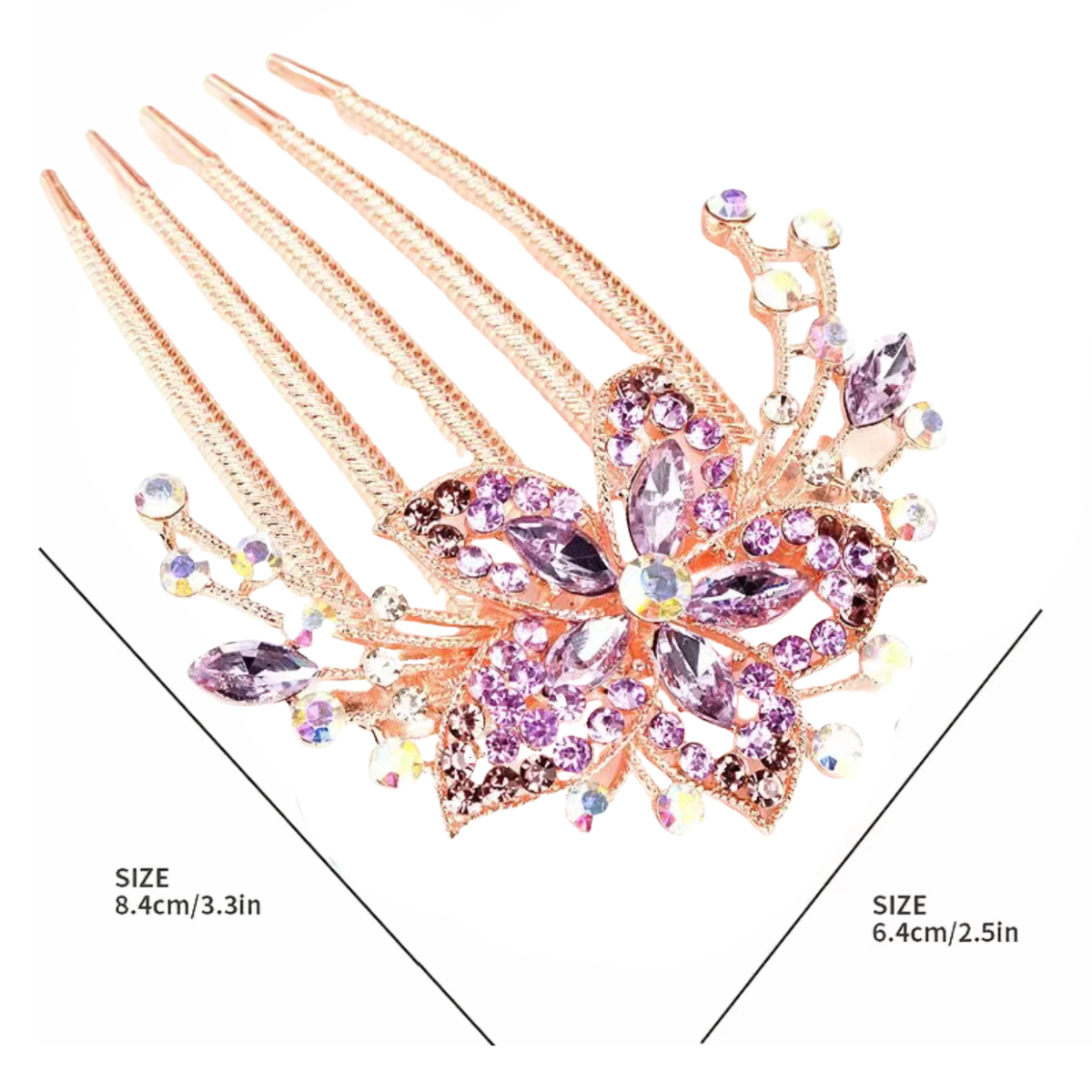 Rhinestone Star Flower Hair Large Comb Barrette Pin Luxury Hair Accessory NEW