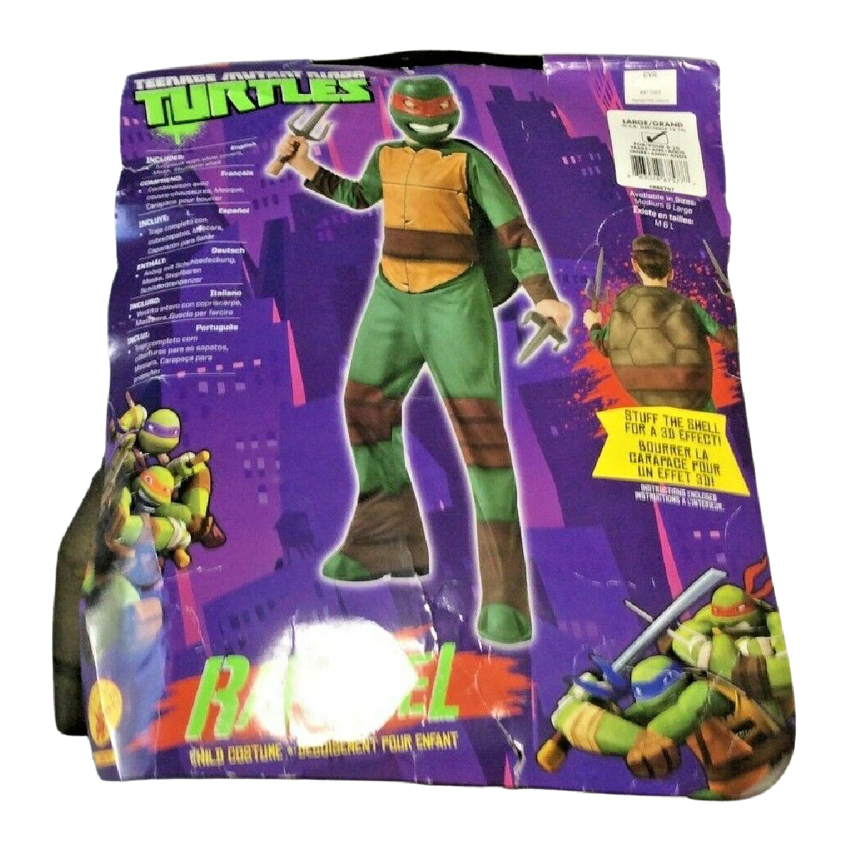 Teenage Ninja Turtles Size L RAPHAEL Costume & Skeleton Sweatshirt Halloween Lot