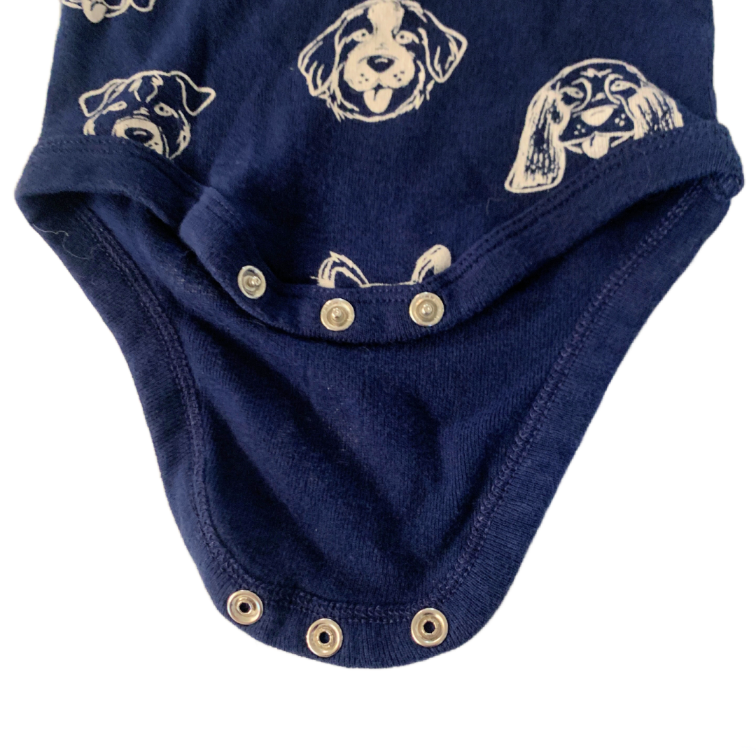 Lot of 2 Member's Mark Bodysuits NB Blue Cotton Puppy Dogs