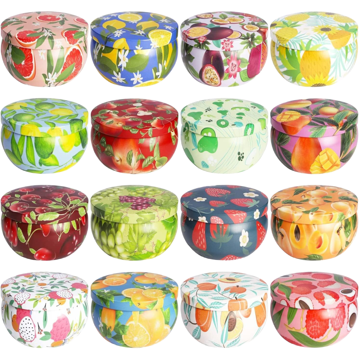 16 Pack Fruit Scented Aromatherapy Candles Gift Set Natural Soy Wax 2.5 Oz Unit NEW