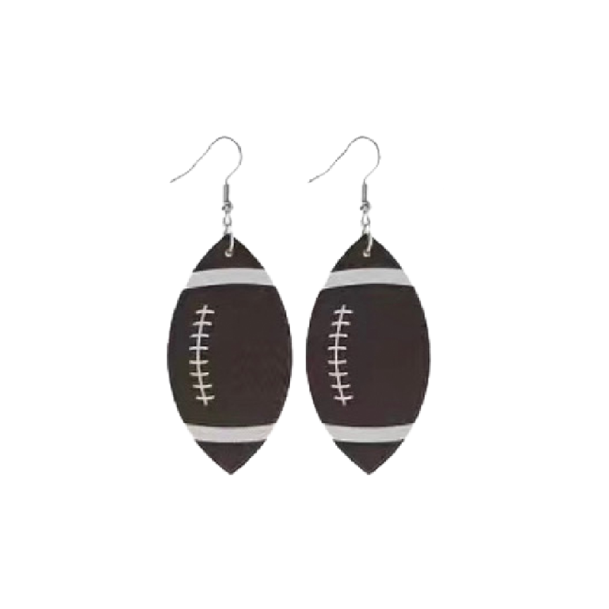 Football Rugby Faux Leather Dangle Earrings Sporty Team Support NEW