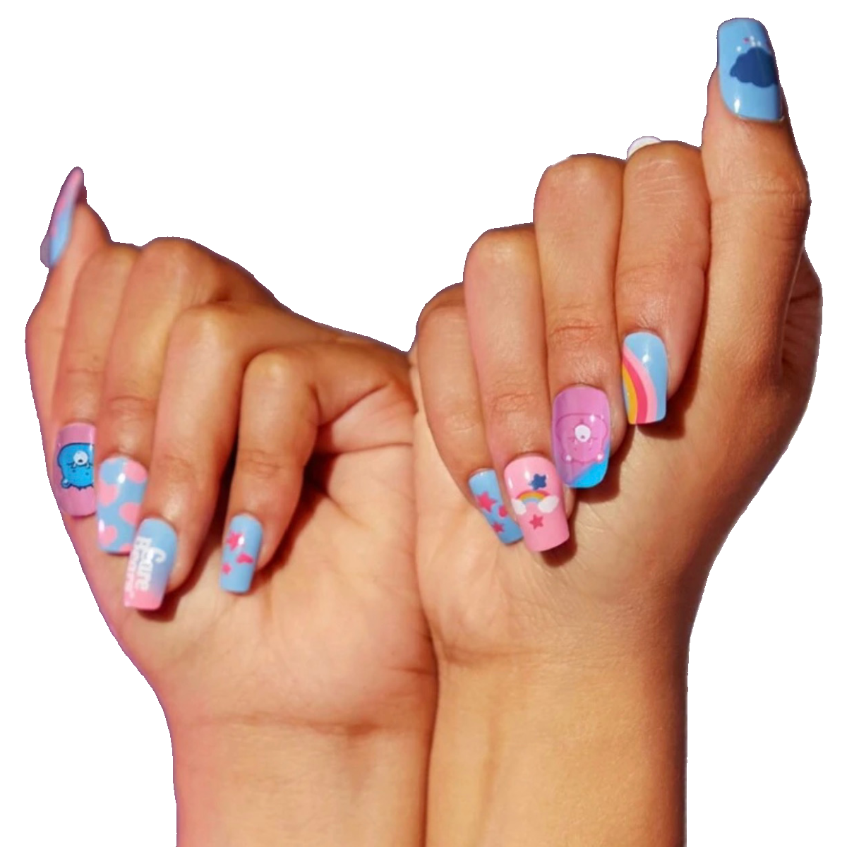 Care Bears Cartoon Fake Press On Nails & Body Temporary Tattoo Stickers New Lot