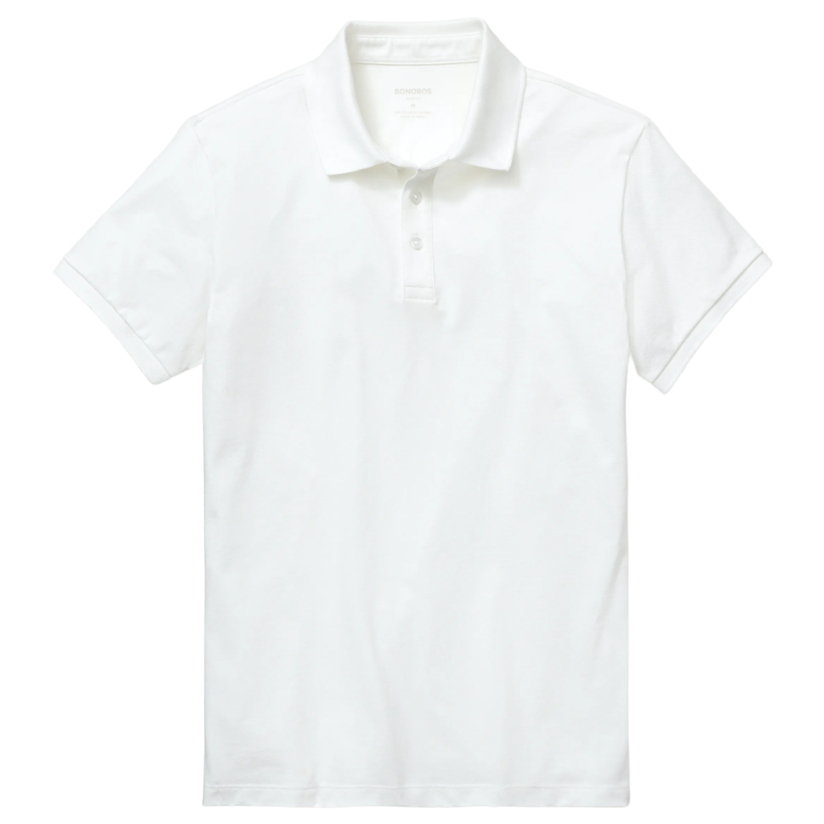Pique Polo Shirt Men's Slim Fit White Cotton Blend Short Sleeve Collared NWT
