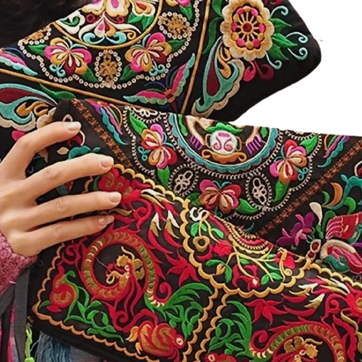 Retro Floral Embroidery Ethnic Style Strap Purse Phone Clutches Handbag NEW